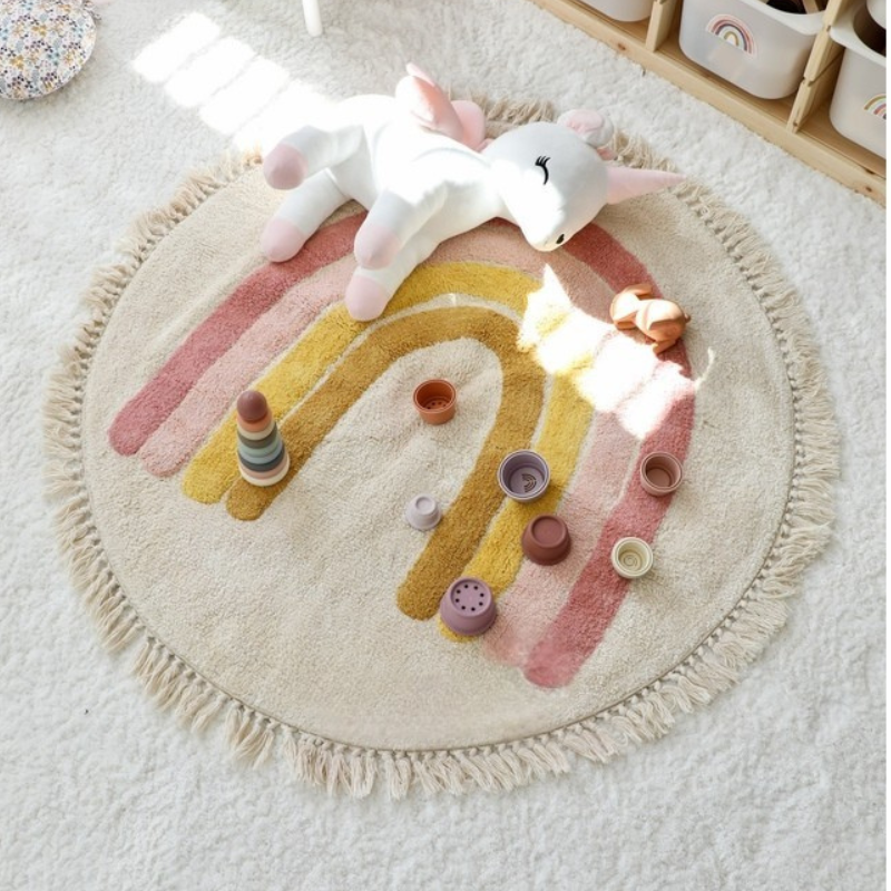 Round Kids Rug – Washable Nursery Play Mat