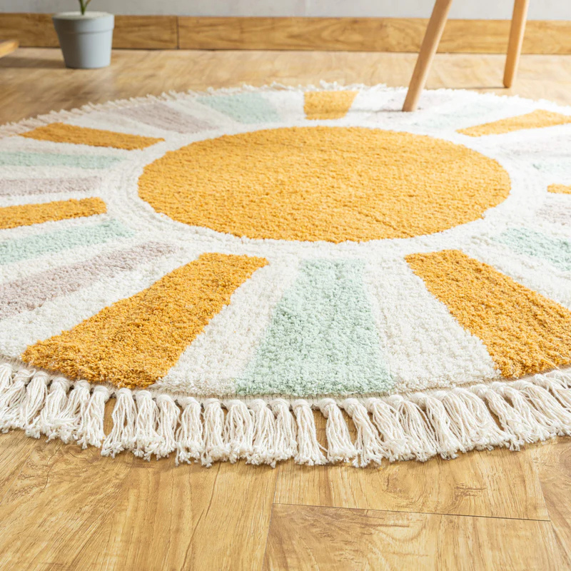Round Kids Rug – Washable Nursery Play Mat