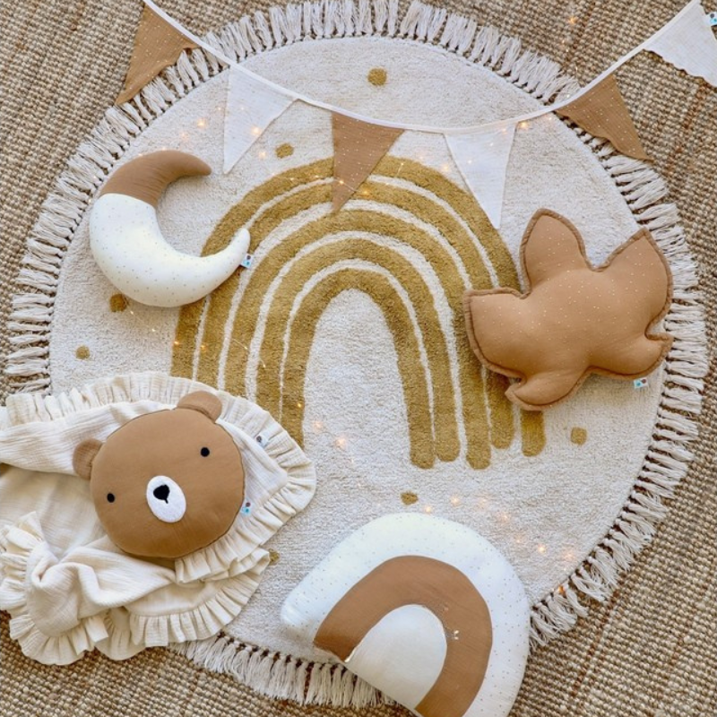 Round Kids Rug – Washable Nursery Play Mat