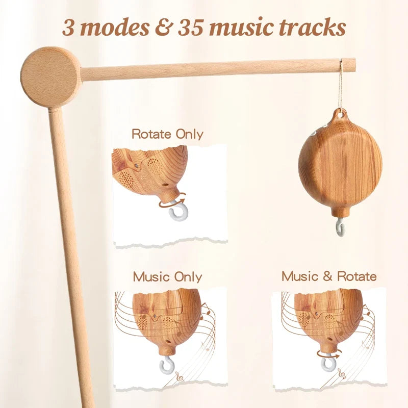 Melody Timber-Look Rotating Music Box
