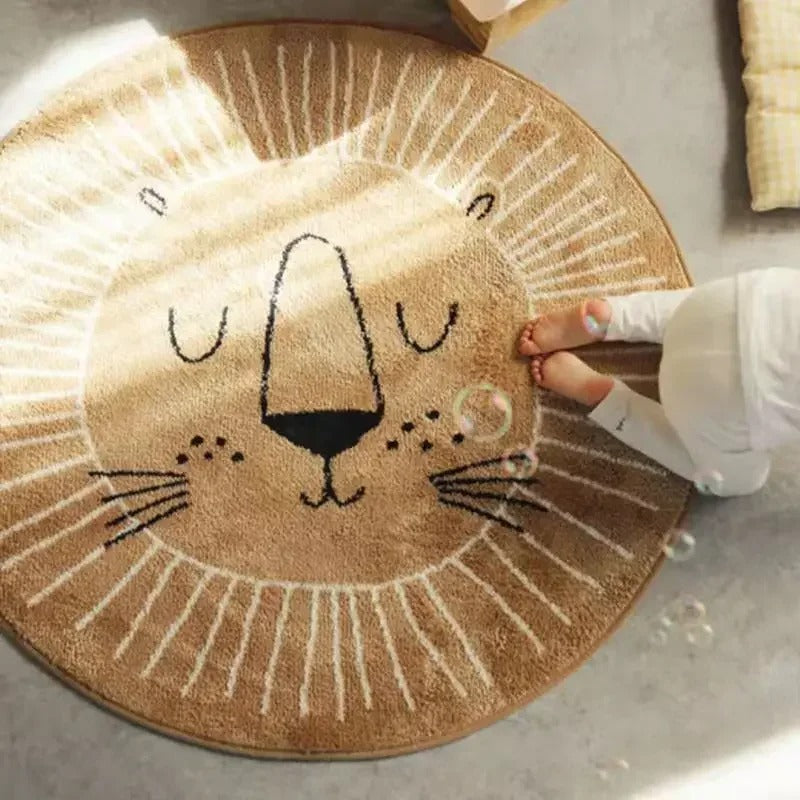 Sleepy Lion Round Playmat Rug