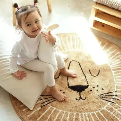 Sleepy Lion Round Playmat Rug