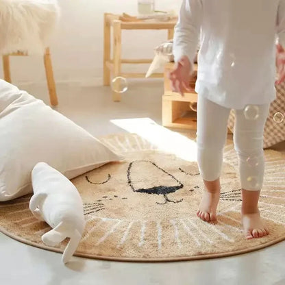 Sleepy Lion Round Playmat Rug