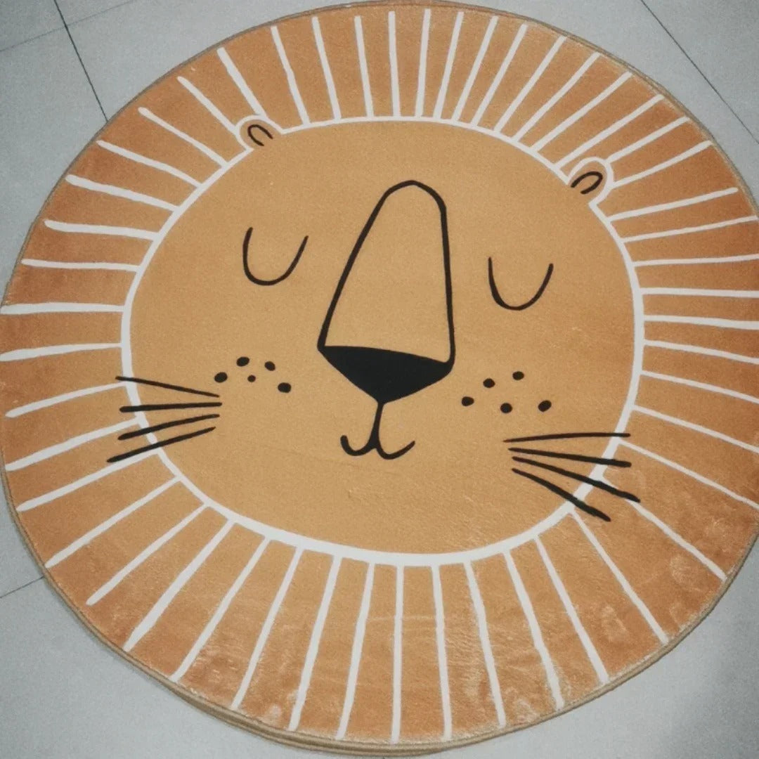 Sleepy Lion Round Playmat Rug